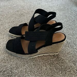 Kelly & Katie Black Espadrille Wedges